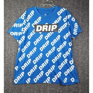 Bailey Apparel Drip T-Shirt Mens 2XL Blue All Over Print Graphic Streetwear